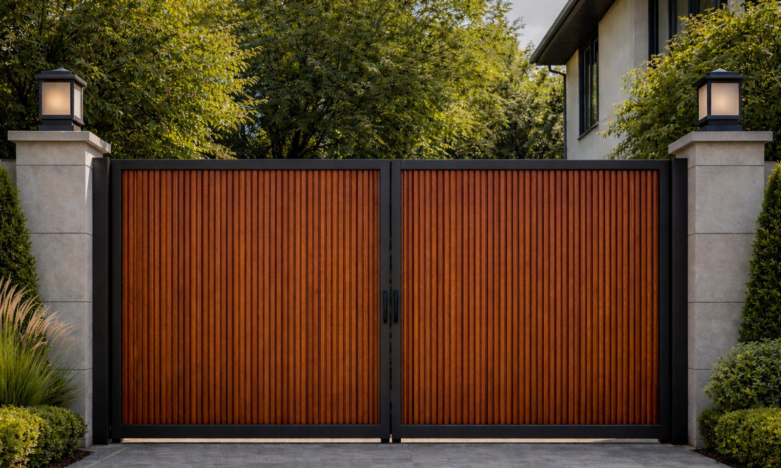 Aluminium Swing Gate with Wooden