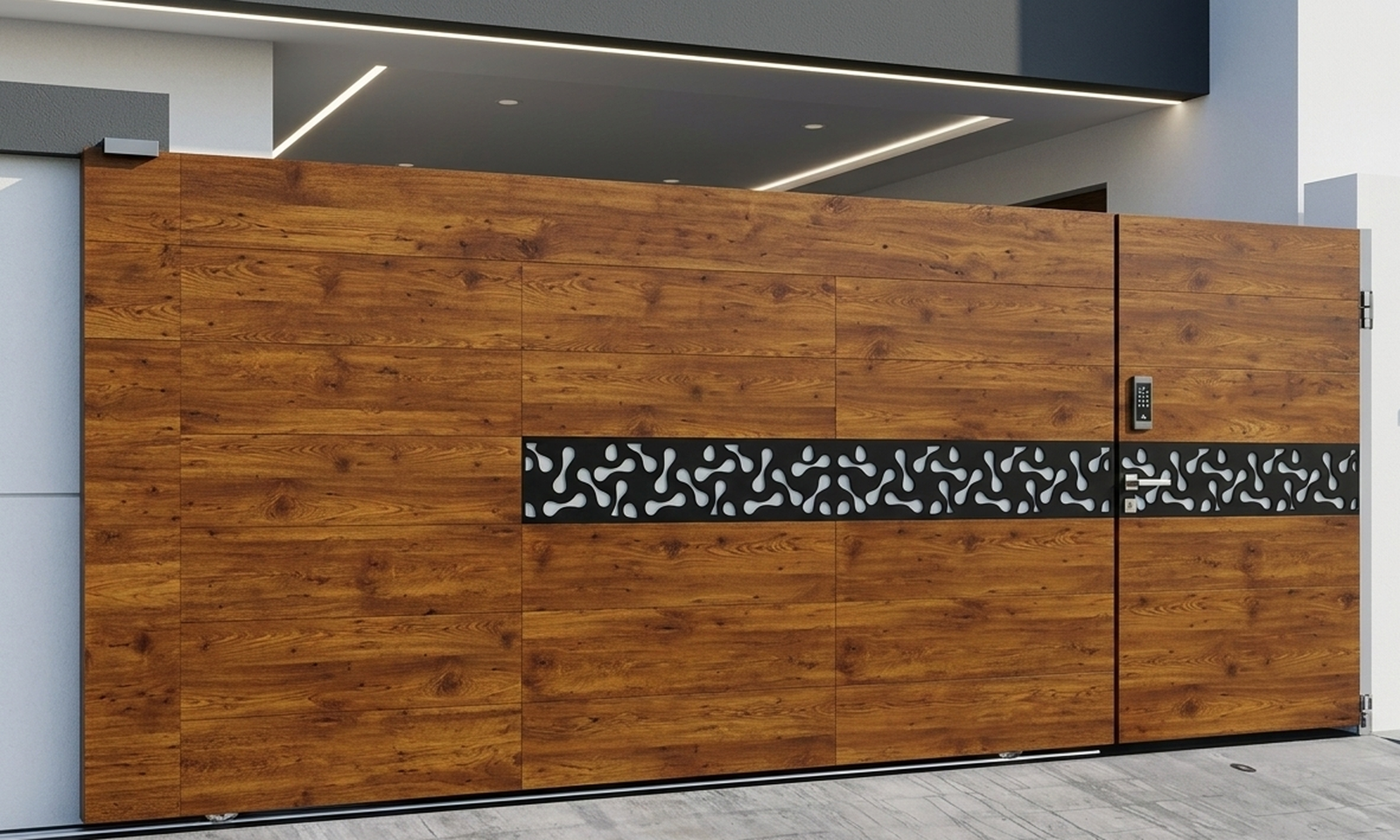 Sliding GAte with HPL Sheet and Aluminium Sheet Laser Cutted